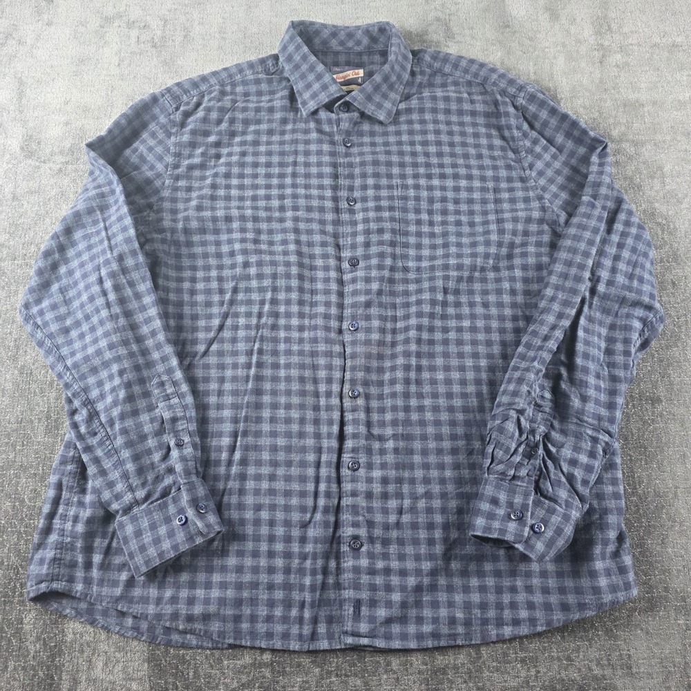 johnnie-O Hangin Out Plaid Flannel Button Down Mens 2XL Blue 100% Cotton XXL